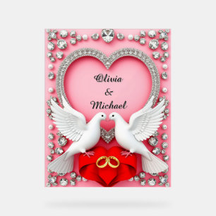 Romantisch Trouwhartframe met Duiven Acryl Bord