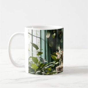 Romantisch tuinlandschap koffiemok