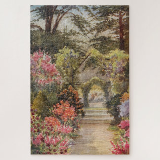 Romantisch tuinpad uit vroeger tijden in de lente legpuzzel