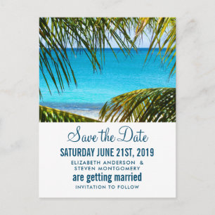 Romantisch Turquoise Tropisch Strand Save the Date Briefkaart