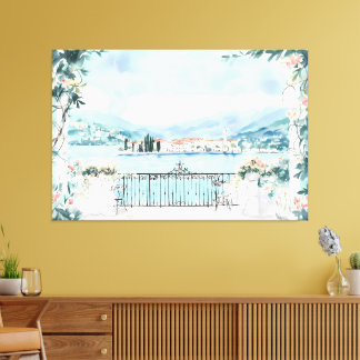 Romantisch uitzicht op het Comomeer Canvas Afdruk