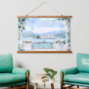 Romantisch uitzicht op het Meer van Como Hangend Wandkleed