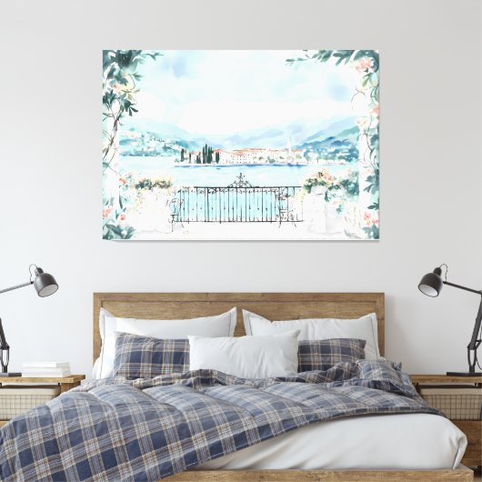 Romantisch Uitzicht van het Comomeer Canvas Afdruk (Insitu (Slaapkamer))