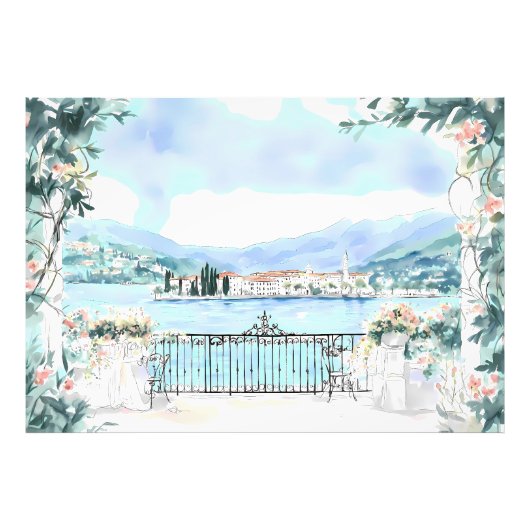 Romantisch Uitzicht van het Comomeer Foto Afdruk (Voorkant)