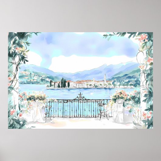 Romantisch Uitzicht van het Comomeer Poster (Voorkant)