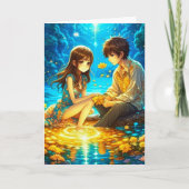 Romantisch Valentijnsdag Anime Koppel Kaart (Voorkant)