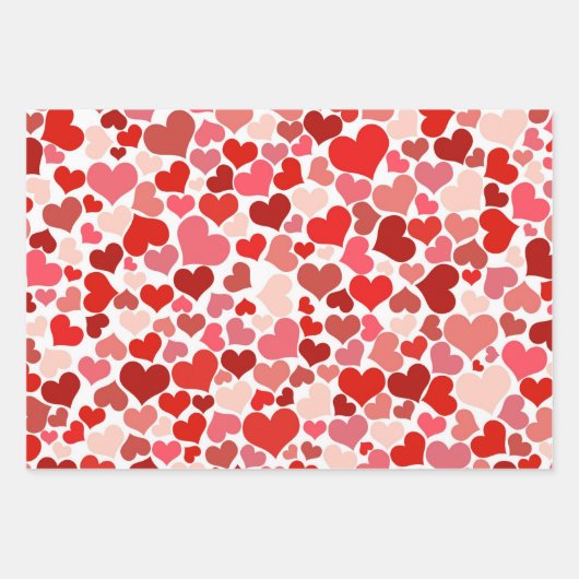 Romantisch Valentijnsdag hartpatroon Inpakpapier Vel (Voorkant)