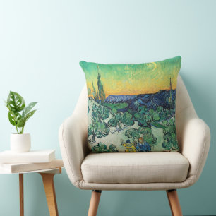 Romantisch Van Gogh Koppel Wandelend Onder Maan Kussen