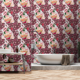 Romantisch Varken met Roos Grappig Behang