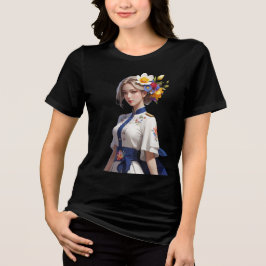 Romantisch veelkleurig bloemontwerp Tri-Blend shirt