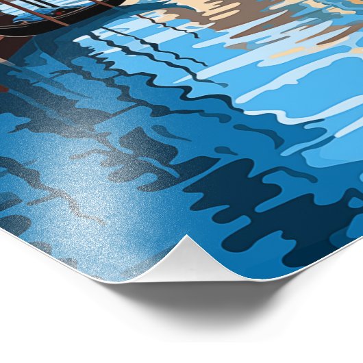 Romantisch Venetië Canal: Gondel en blauwe lucht Foto Afdruk (Hoek)