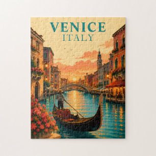Romantisch Venetië Italië Zonsondergang Gondel Sch Legpuzzel
