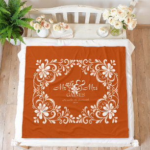 Romantisch Verbrand Sinaasappel Shabby Chic Mr. & Fleece Deken