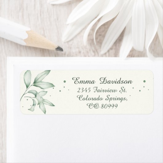 Romantisch vervaagd groen blad Retouradres Labels (Insitu)