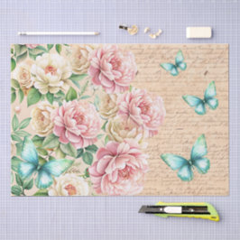 Romantisch Vintage Bloemige Liebesbrief Decoupage Tissuepapier