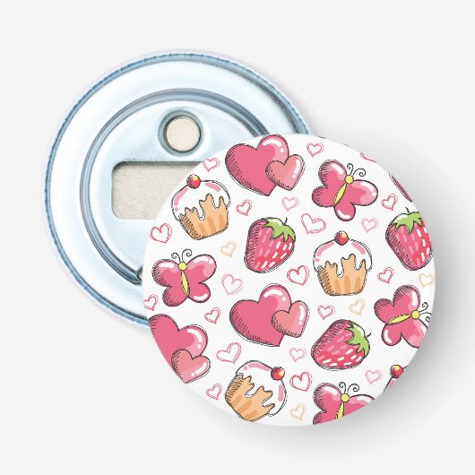 romantisch voedselpatroon button flesopener (Voorkant)