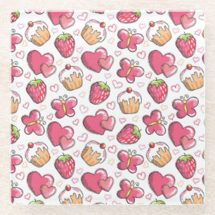 romantisch voedselpatroon glazen onderzetter