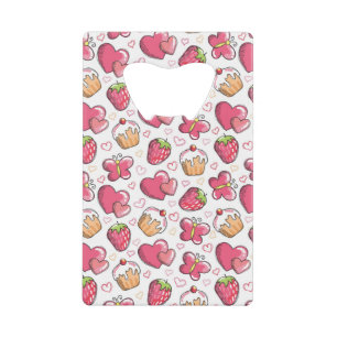 romantisch voedselpatroon kredietkaart flessenopener