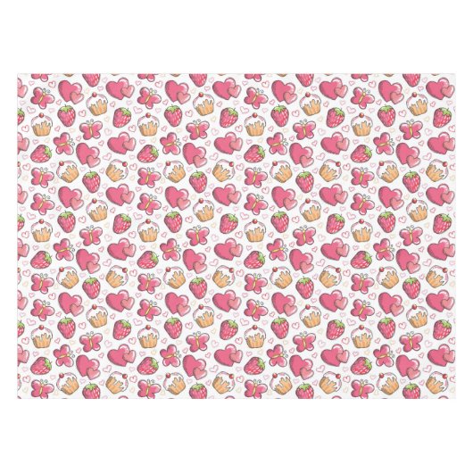 romantisch voedselpatroon tafelkleed (Voorkant (Horizontaal))