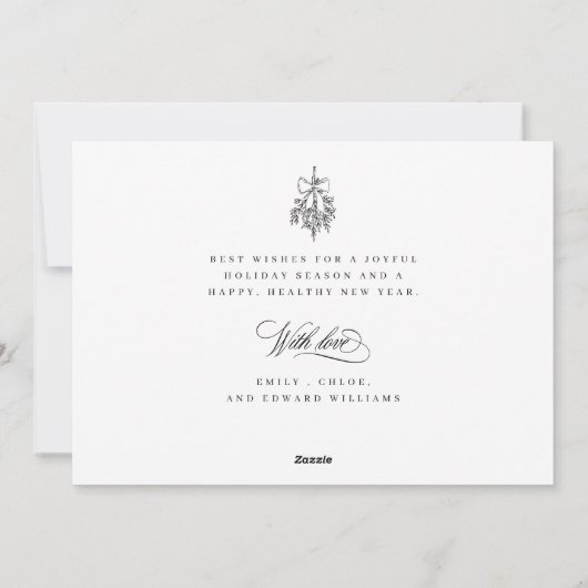 Romantisch vrolijk kerstscript plat feestdagenkaart (Achterkant)