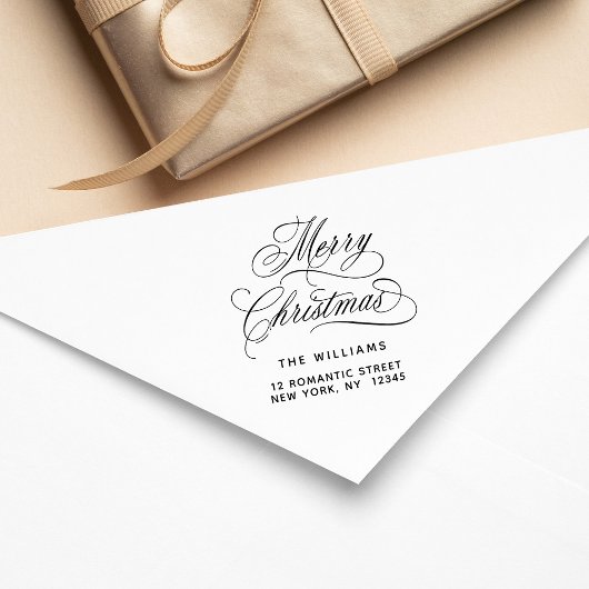 Romantisch vrolijk kerstscript retouradres 	rubberstempel