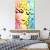 Romantisch Vrouw Silhouette Waterverf schilderen Canvas Afdruk (Insitu (Slaapkamer))