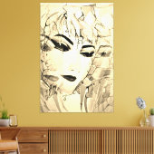 Romantisch Vrouw Silhouette Waterverf schilderen Canvas Afdruk (Insitu (Woonkamer))