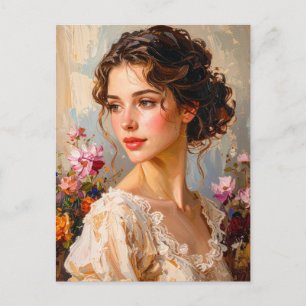 Romantisch Vrouwelijk Portret Moderne Kunst Briefkaart