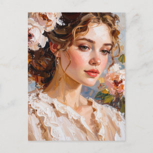 Romantisch Vrouwelijk Portret Moderne Kunst Briefkaart