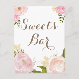 Romantisch Watercolor Bloemen Zoetwaren Bar Feest Uitnodiging Briefkaart