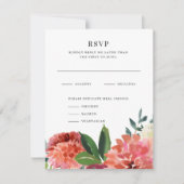 Romantisch Waterverf Boeket | Trouwantwoord RSVP Kaartje (Voorkant)