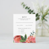 Romantisch Waterverf Boeket | Trouwantwoord RSVP Kaartje (Staand voorkant)