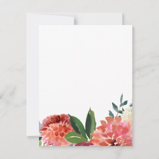 Romantisch Waterverf Boeket | Trouwantwoord RSVP Kaartje (Achterkant)