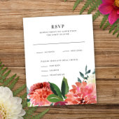 Romantisch Waterverf Boeket | Trouwantwoord RSVP Kaartje