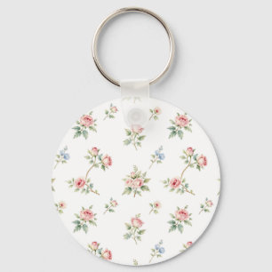 Romantisch waterverf rozenpatroon sleutelhanger