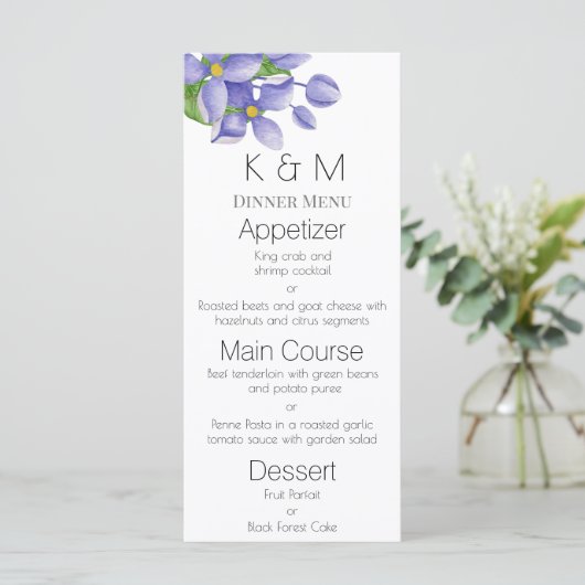 Romantisch Waterverf Sering Wedding Menu (Staand voorkant)