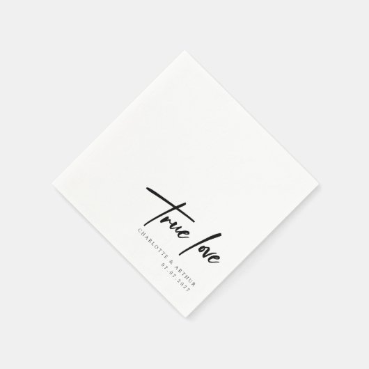 Romantisch Whimsical Script Ware Liefde: Bruiloft Servet (Hoek)
