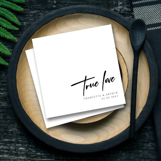 Romantisch Whimsical Script Ware Liefde: Bruiloft Servet