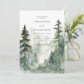 Romantisch wild groen bos Bruiloft Kaart (Staand voorkant)