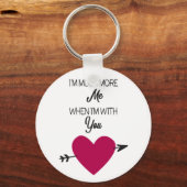 Romantisch wit elegant met roze hart sleutelhanger (Voorkant)