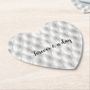 Romantisch wit kunstleer kartonnen onderzetters