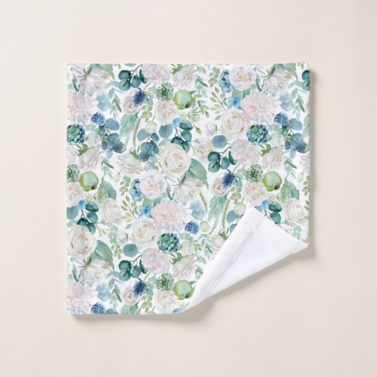 Romantisch wit roos bloemmotief bad handdoek (Wasdoekje)