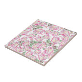 Romantisch wit roze geel zomer roos floraal tegeltje (Zijkant)