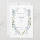 Romantisch Zacht Blauw Bloemen Bruiloft Save The Date (Voorkant)
