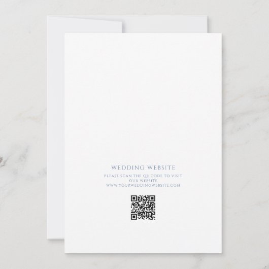 Romantisch Zacht Blauw  Bloemen Huwelijk QR Code Save The Date (Achterkant)