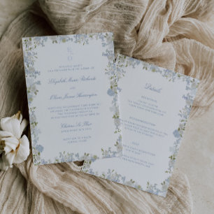 Romantisch Zacht Blauw Bloemen Lijst Alles in Een Kaart