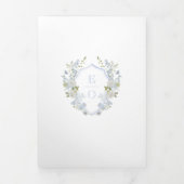 Romantisch Zacht Blauw  Monogram Crest Bruiloft Drieluik Uitnodiging (Cover)