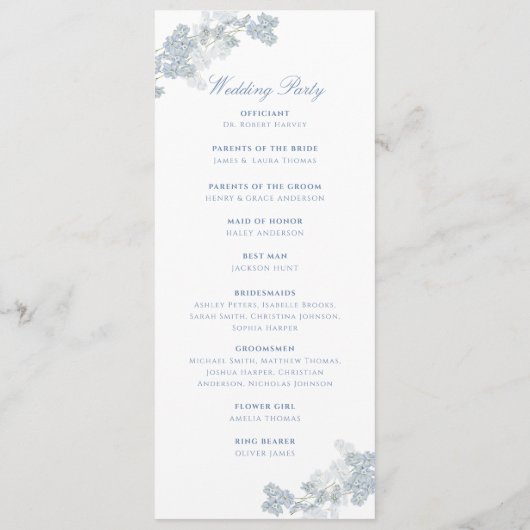 Romantisch Zacht Blauw Monogram Kreeft Trouwprogra Programma (Achterkant)