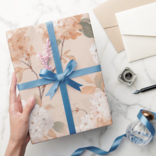 Romantisch zachte perzik bloem witte bloemmotief cadeaupapier