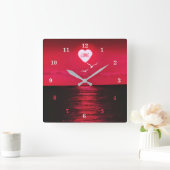 Romantisch Zee Zonsondergang Klok Hart Zon Tekst L (Huis)